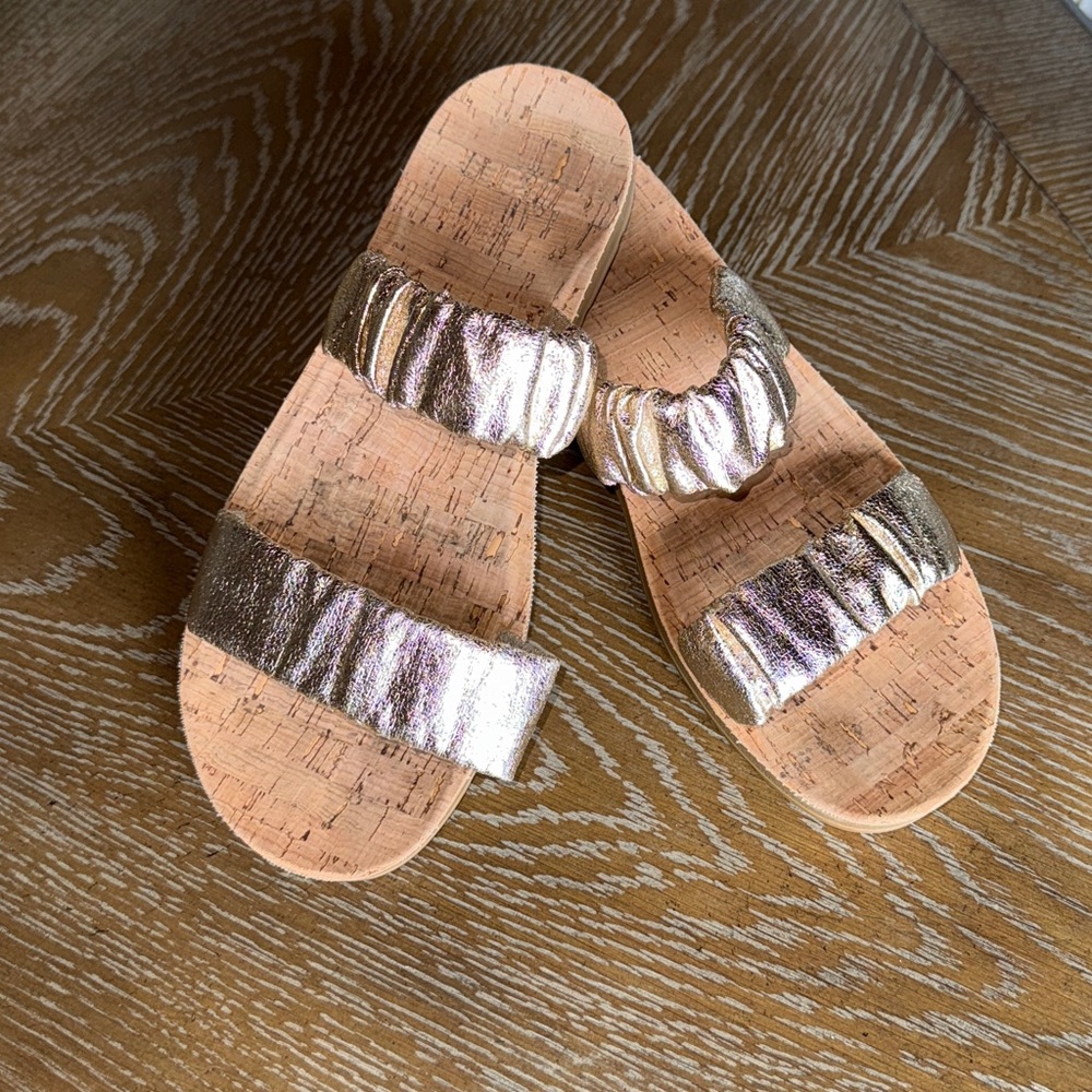 Corkys Metallic Gold Slide Sandals